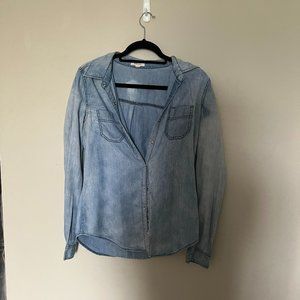 denim button down top
